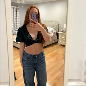 Twist Front Emerald Green Top